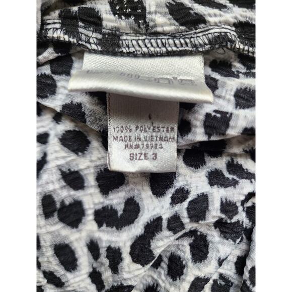 Top/Blouse-Chico's-Black White Leopard-Silver Threads-No Closure-Bottom Tie-3/LG - Picture 9 of 16